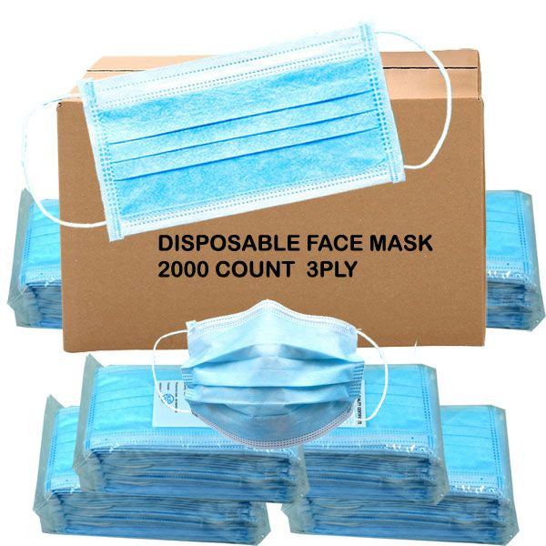 Face Masks Disposable 2000 Count CASE 3 Ply