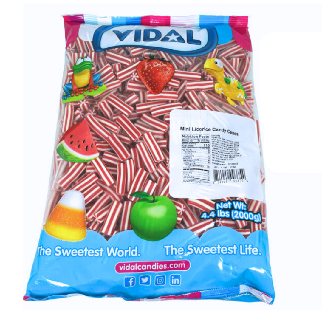 Vidal Mini Licorice Candy Canes - 4.4lb