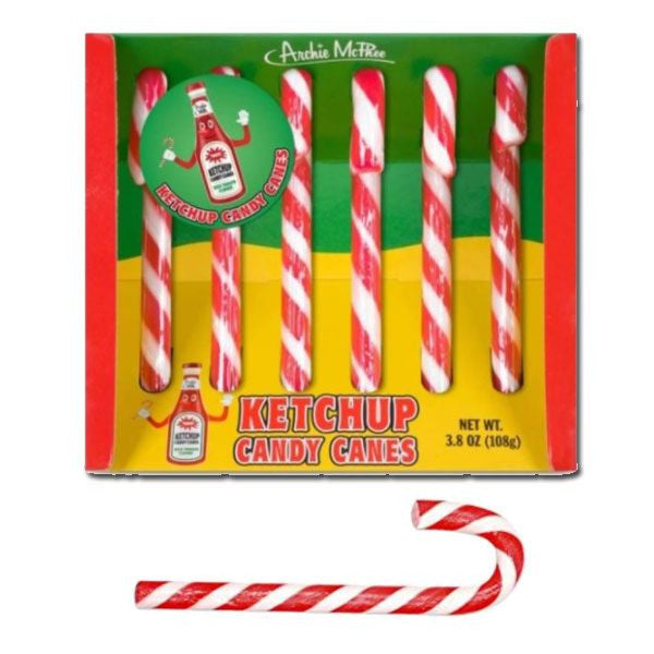 Archie McPhee Ketchup Flavored Candy Canes - 6ct