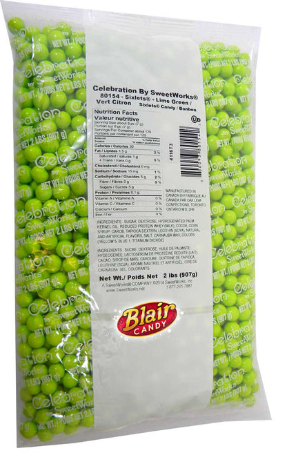 Lime Green Mini Chocolate Balls 2lb Bag Sixlets