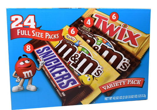 M&M Mars Variety Pack 24 Count Candy Bars