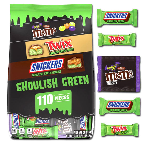 Mars Ghoulish Green Assorted Candy Bars Halloween