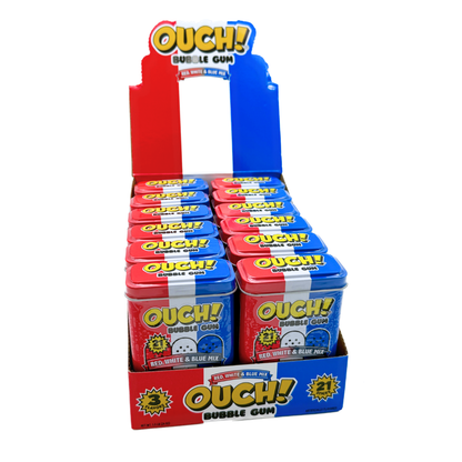 Ouch! Red, White and Blue Mix Bubble Gum - 2oz / 12ct