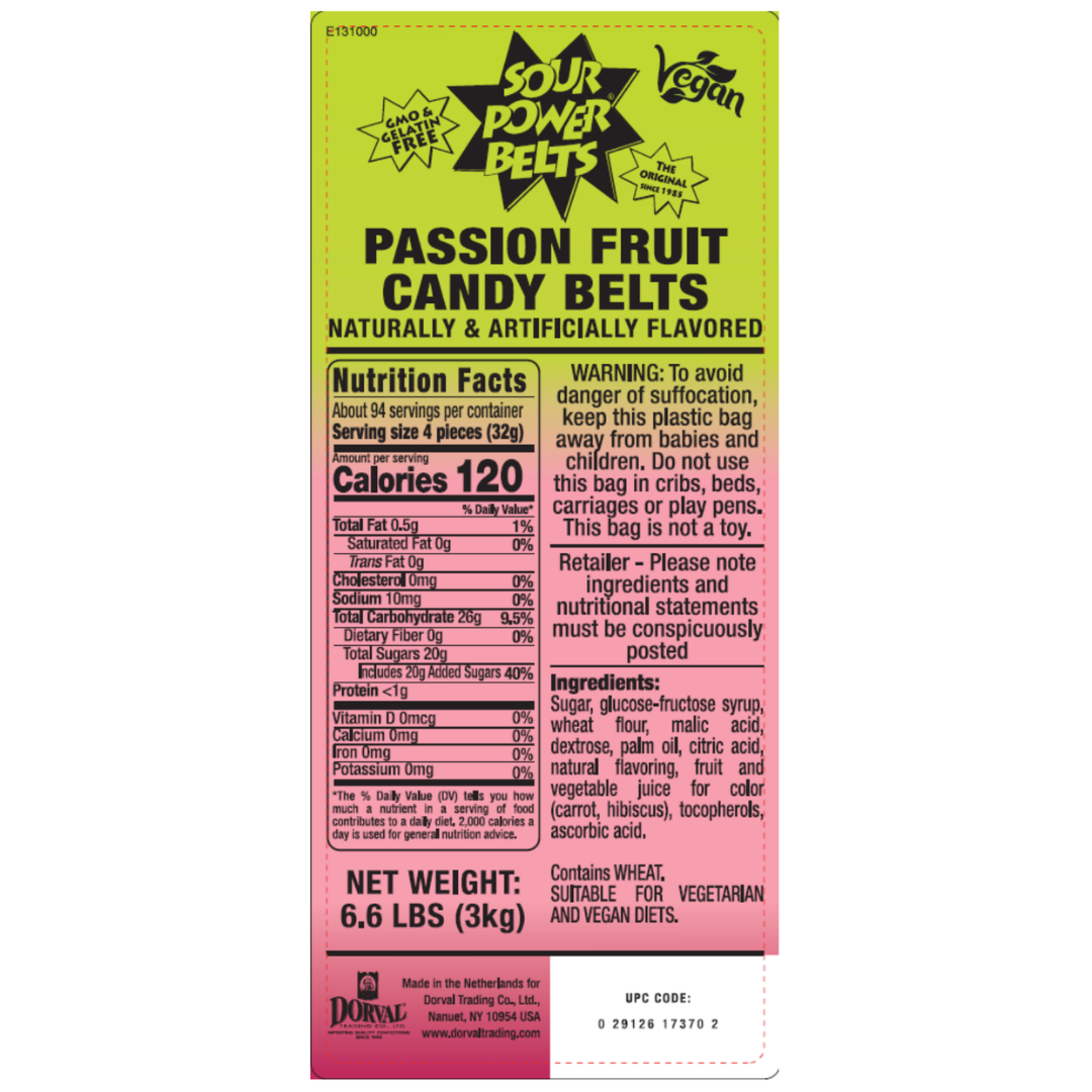 Sour Power Belts Passion Fruit - 6.6lb