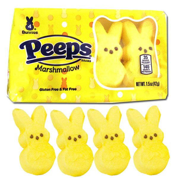 PEEPS Marshmallow Bunnies Yellow - 4ct