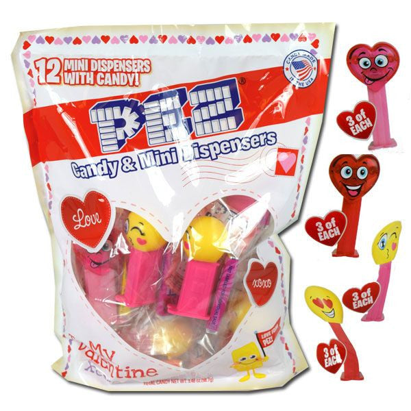 Pez "Mini"  Valentine's Dispenser Candy 12 Count