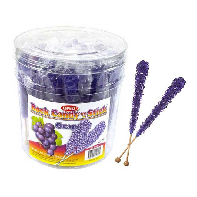 Purple Rock Candy Sticks Wrapped 36 Count
