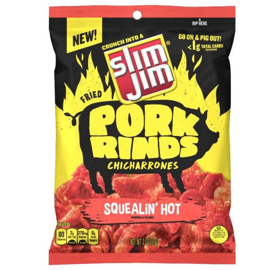 Slim Jim Pork Rind Squealin Hot 2oz Bag