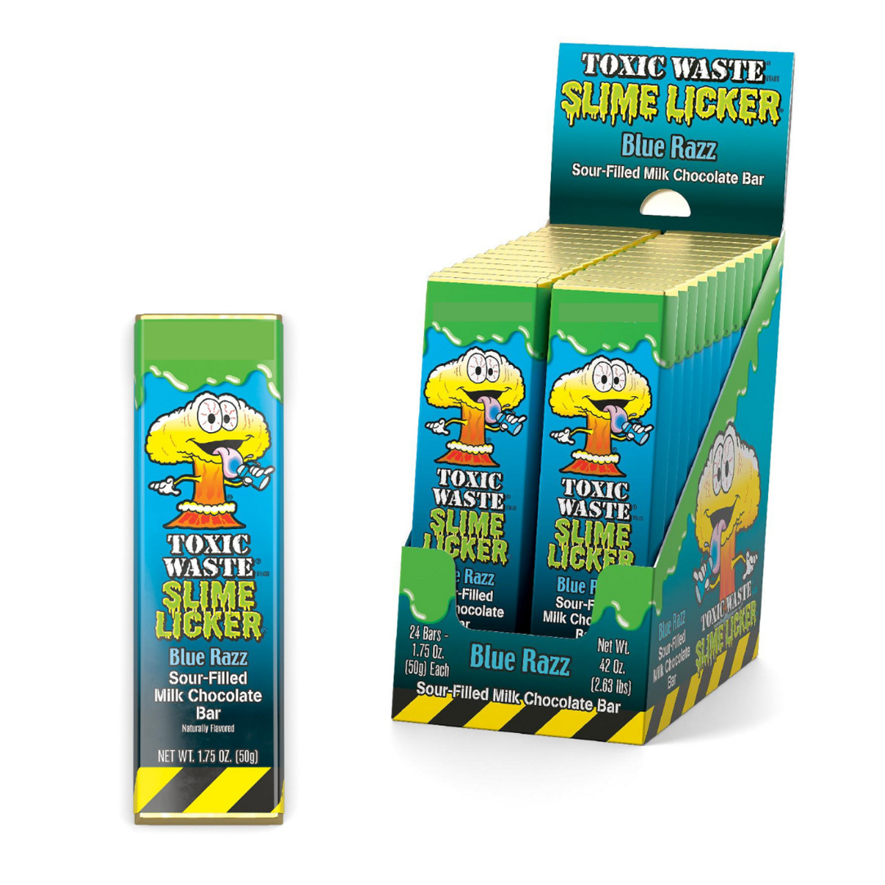 Toxic Waste Slime Licker Blue Razz Chocolate Bar 1.75oz / 24ct