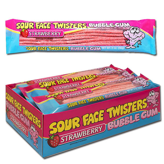 Sour Face Twister Bubble Gum Strawberry