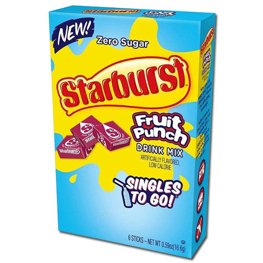 Starburst Singles To Go Zero Sugar Drink Mix Fruit Punch 6 CT