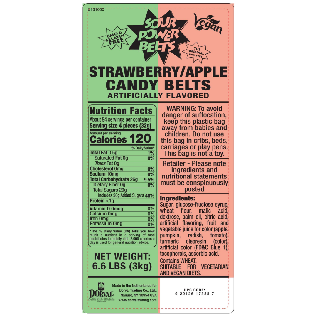 Sour Power Belts Strawberry/Apple - 6.6lb