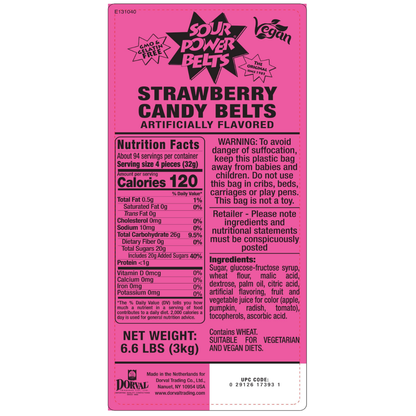 Sour Power Belts Strawberry - 6.6lb