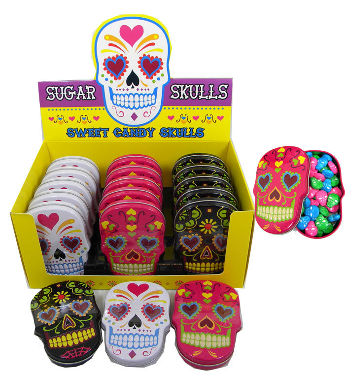 Sugar Skull Candy Skull Tins 18 Count