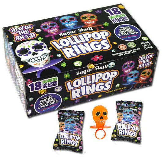Sugar Skull Ring Pops 18 Count
