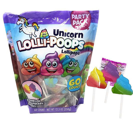 Unicorn Lolli-Poop Pops 60 Count